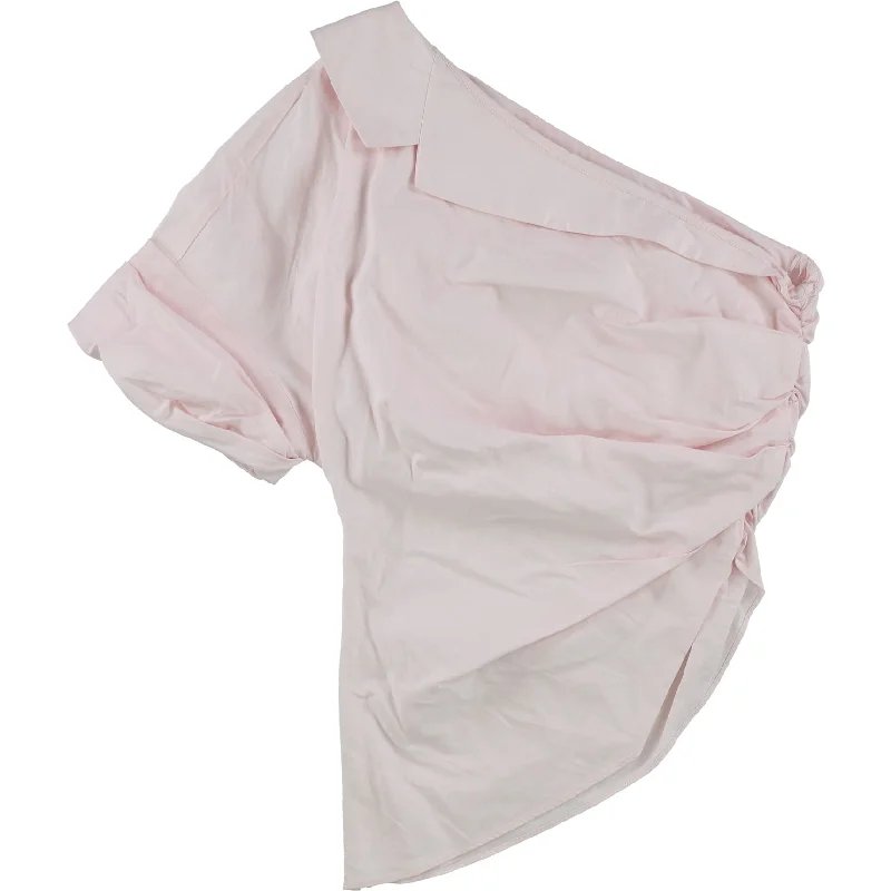 Petersyn Womens Asymmetrical One Shoulder Blouse, Pink, Small Earthy Women's 