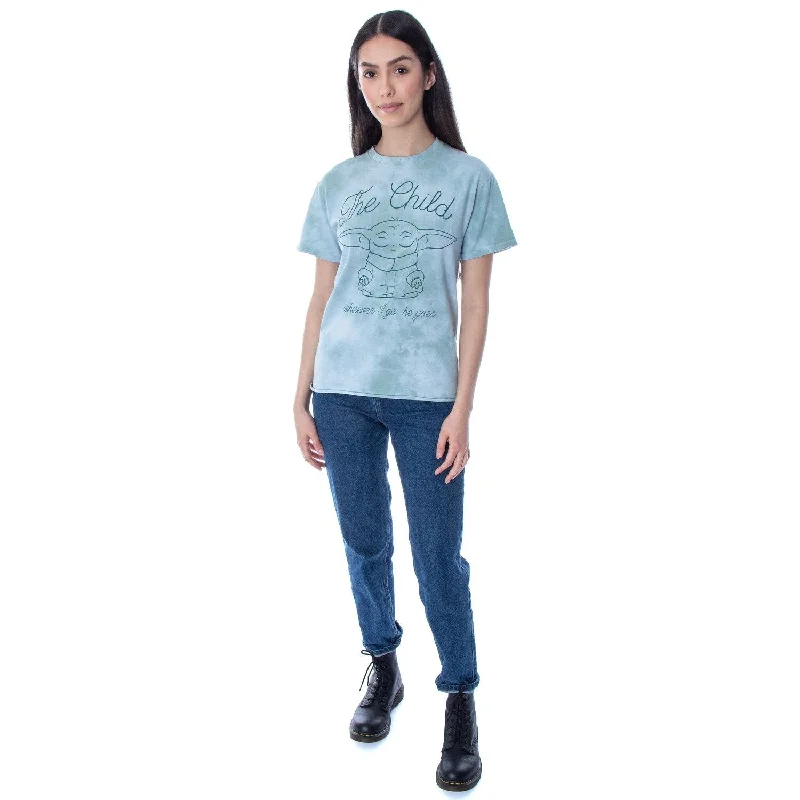 Star Wars Women's The Child Wherever I Go He Goes Tie Dye Skimmer Raw Edge Crop Top T-Shirt Refined Women's Classic 