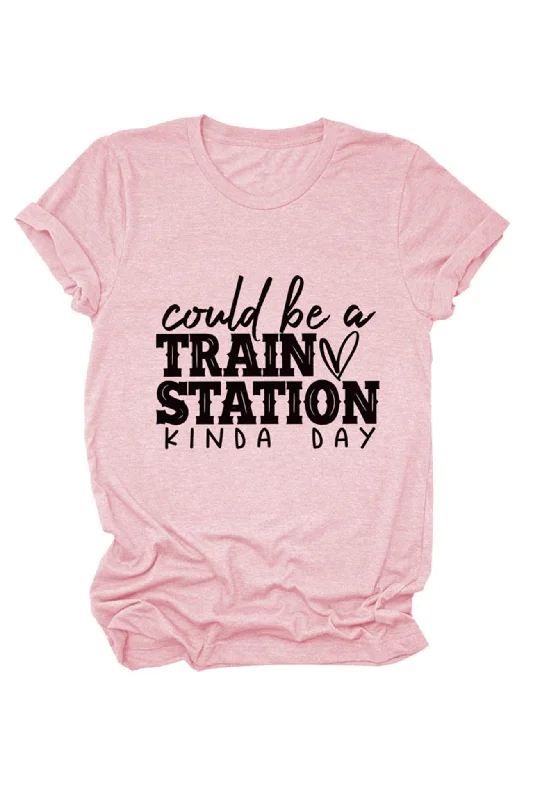 Could Be a Train Station Printed T-shirt Monochromatic All - in - one