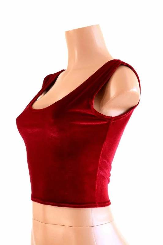 Red Velvet Tank Crop Stylish Women's Neon