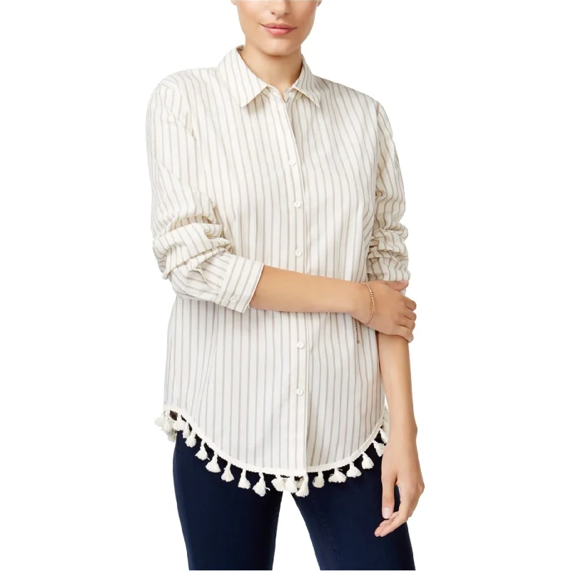 Kensie Womens Tassel Button Up Shirt Dynamic Women's Moto
