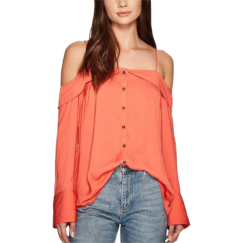 Free People Womens Button Down Peasant Blouse Cashmere
