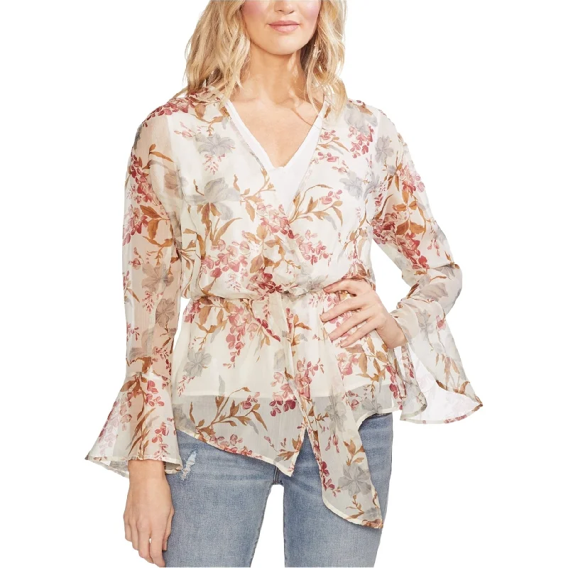 Vince Camuto Womens Flutter Cuff Peplum Blouse Traditional Women's 