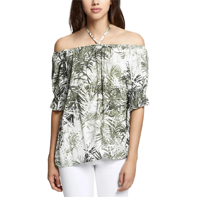 Sanctuary Clothing Womens Tiki Palm Off the Shoulder Blouse, Green, Small Laid - back Women's Style