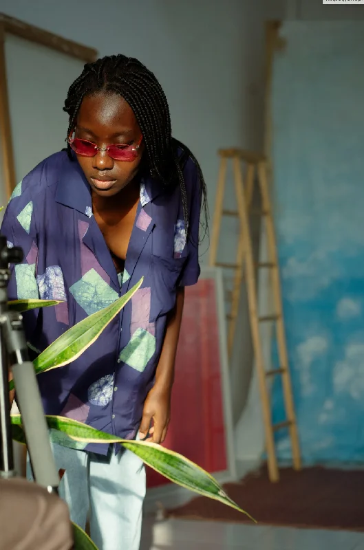 Hand Dyed Holiday Shirt in Location Casual Women's Japanese 