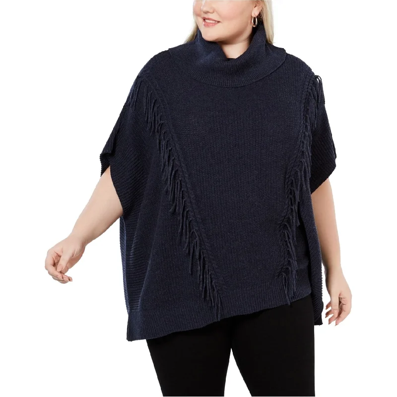 Anne Klein Womens Fringe Batwing Poncho Sweater Practical Women's Multi - 