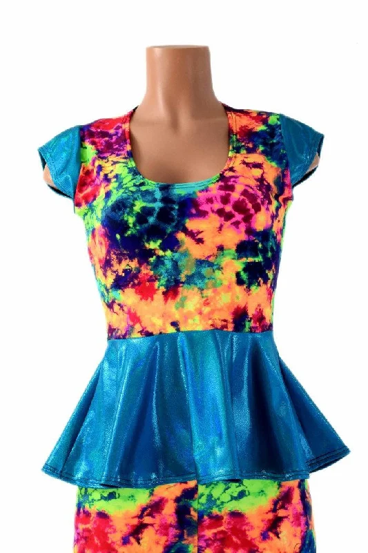 Cap Sleeve Scoop Neck Peplum Top Confident Women's High - fashion