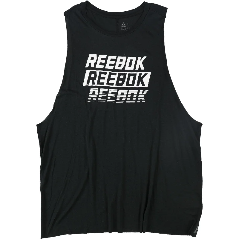 Reebok Womens Logo Muscle Tank Top, Black, Large Traditional Women's Wool