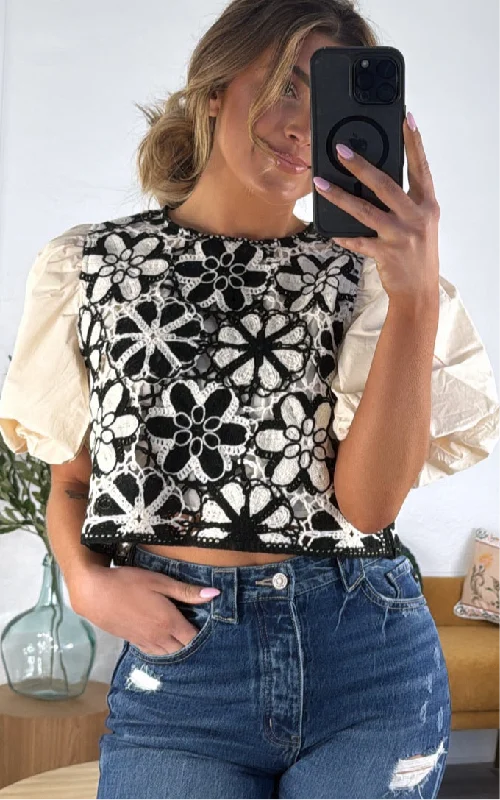 Wanderlust Floral Crochet Top, Ivory Practical Women's Multi - 