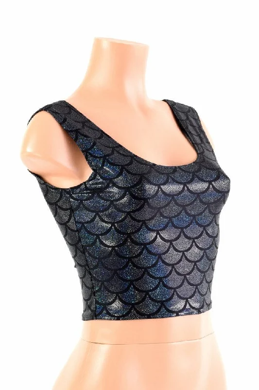 Black Dragon Scale Crop Trendy Women's Oversized