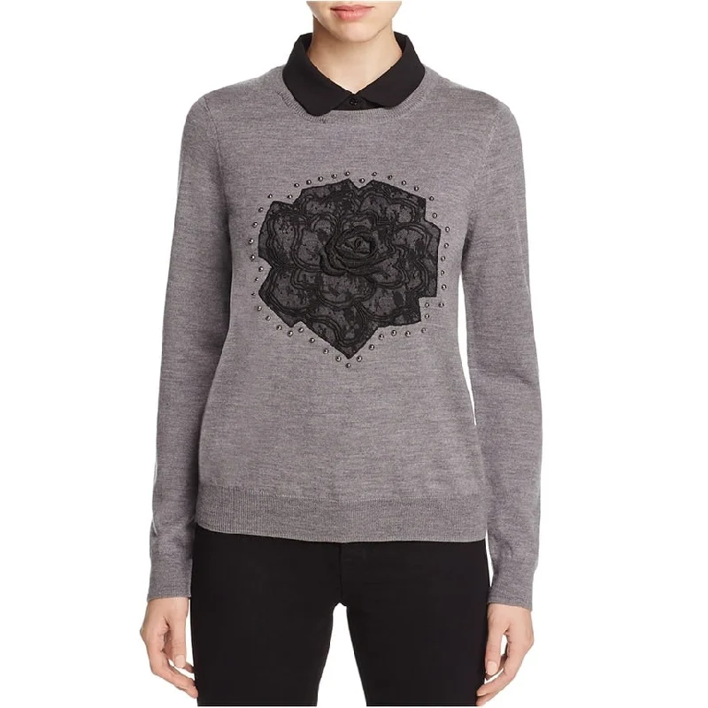 Finity Womens Wool Knit Sweater, Grey, Large Business
