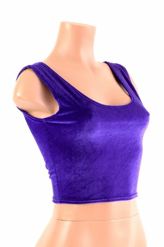 Purple Velvet Crop Top Classic Women's Tweed