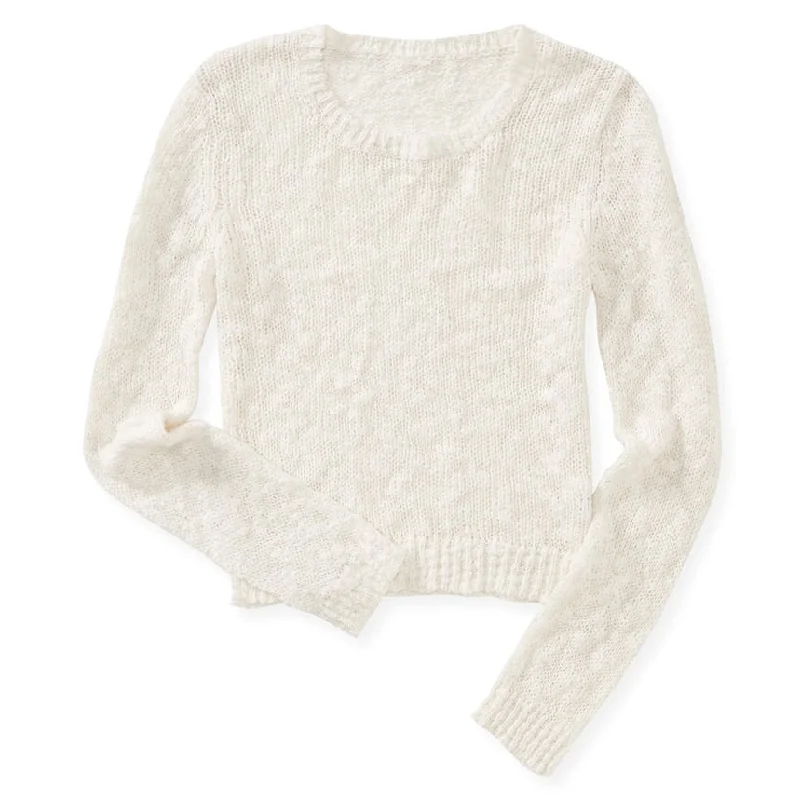 Aeropostale Womens Sheer Cropped Pullover Sweater, Off-White, X-Large Cozy Women's Sherpa - lined