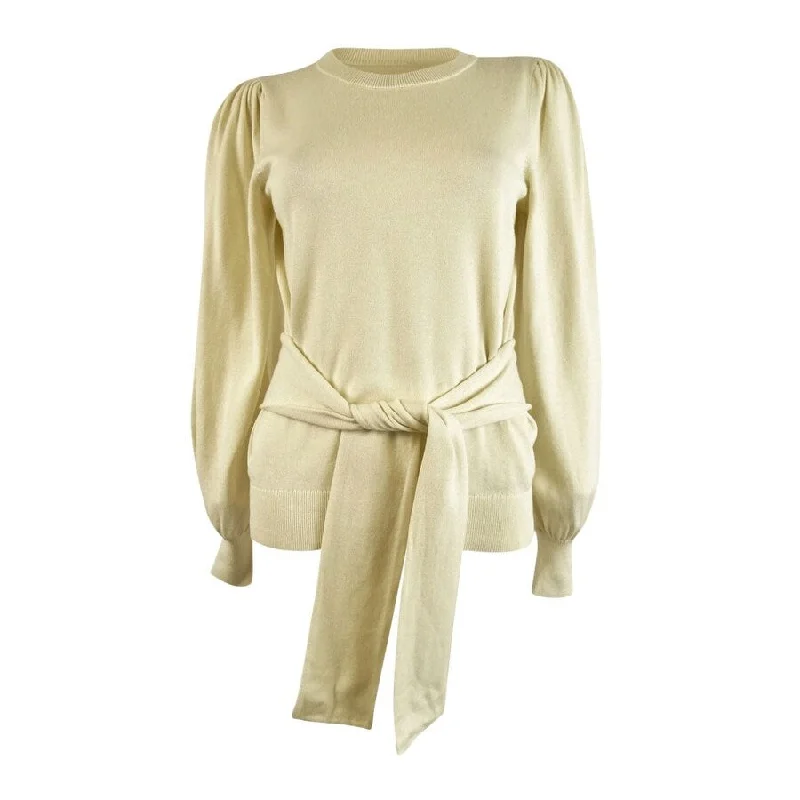 Lauren Ralph Lauren Women's Belted Cotton-Blend Sweater (XS, Winter Cream) Hip Women's Retro