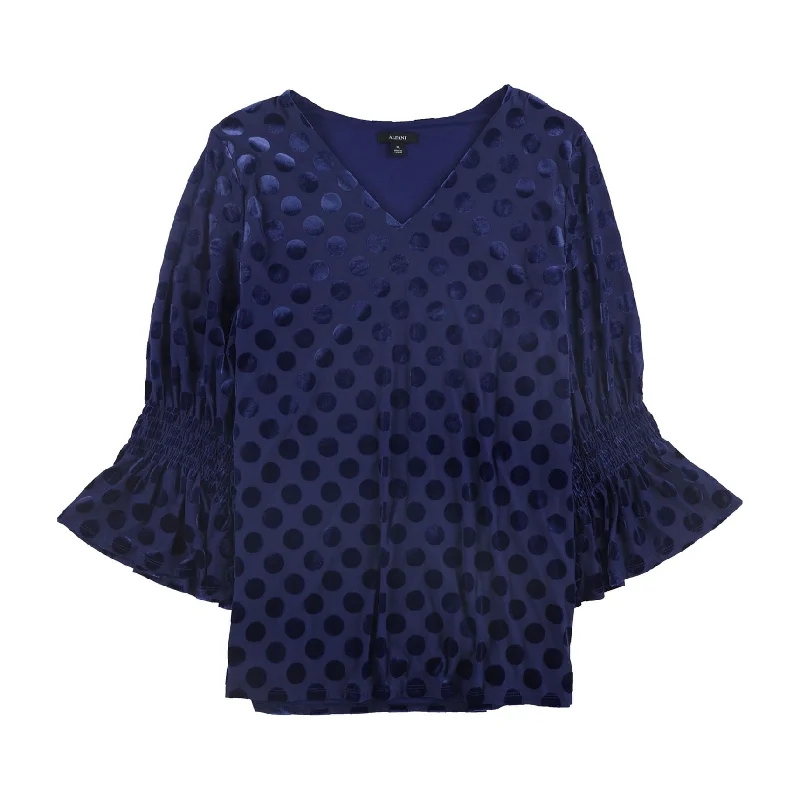 Alfani Womens Velvet Polka Dot Pullover Blouse Earthy Women's 