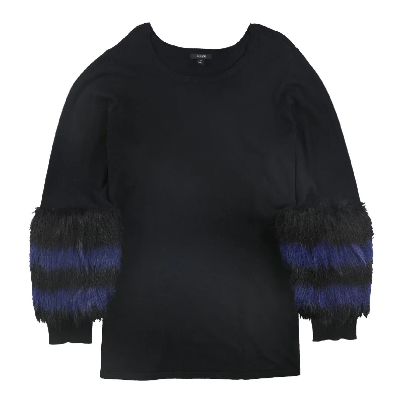 Alfani Womens Faux Fur Trim Pullover Blouse, Black, 2X Dapper Women's 1920S