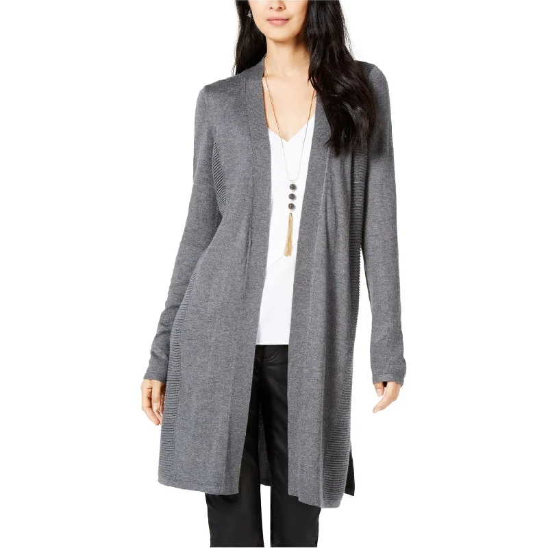 I-N-C Womens Ribbed Side Cardigan Sweater, Grey, Medium Country