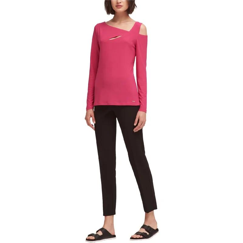 Dkny Womens Asymmetrical Cold Shoulder Blouse Classic Women's Tweed