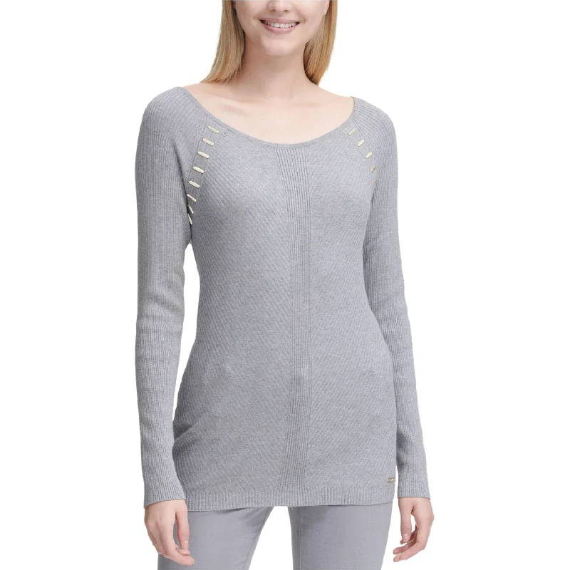 Calvin Klein Womens Hardware Detail Pullover Sweater Sharp Women's Italian