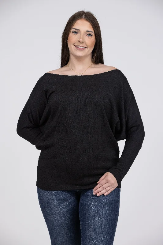 She's An Angel Women's Textured Knit Long Sleeve Top Traditional Women's Wool