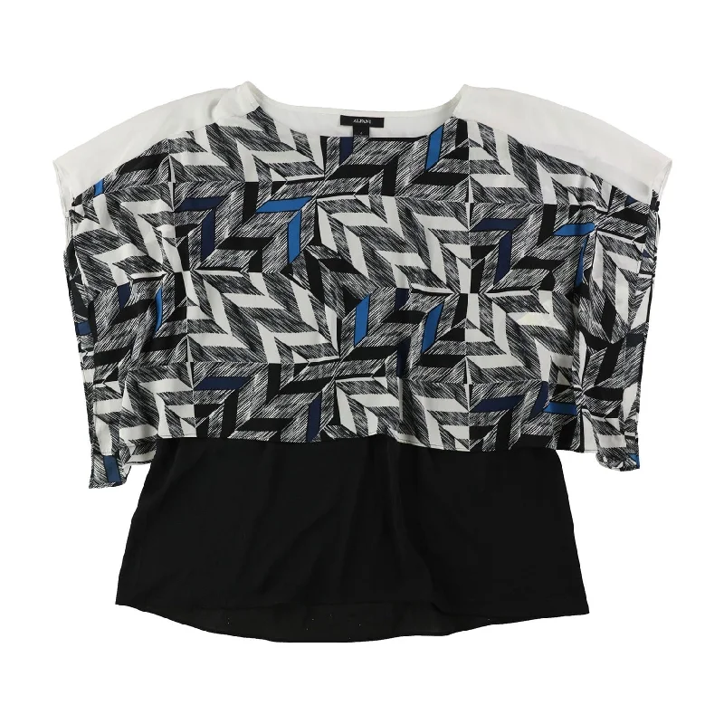 Alfani Womens Windowpane Knit Blouse Sustainable Organic