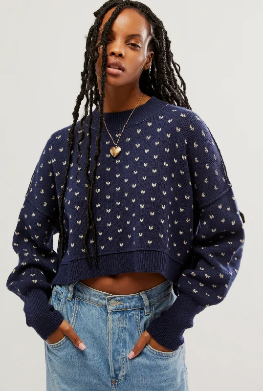Pattern Easy Street Crop Pullover Sweater Unique Women's Upcycled