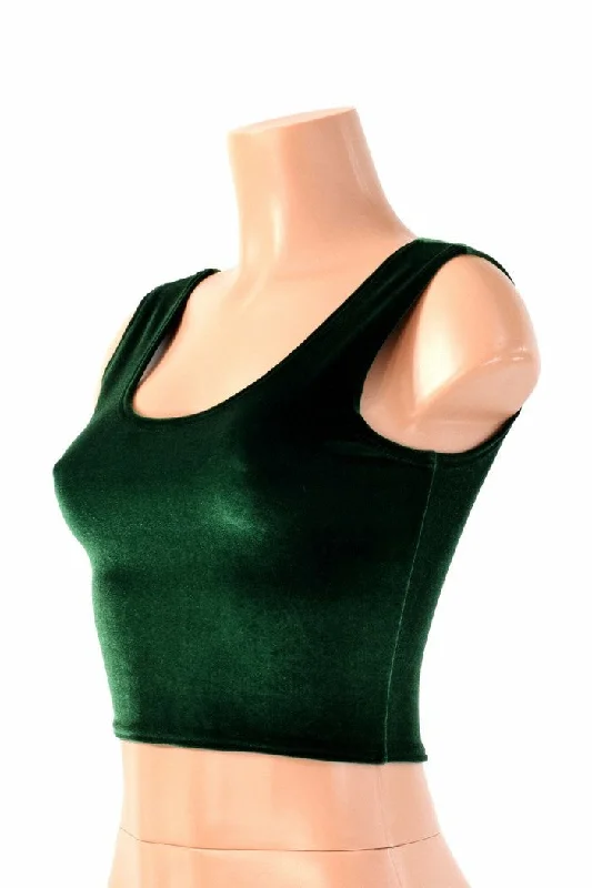 Green Velvet Crop Top Edgy Women's Punk
