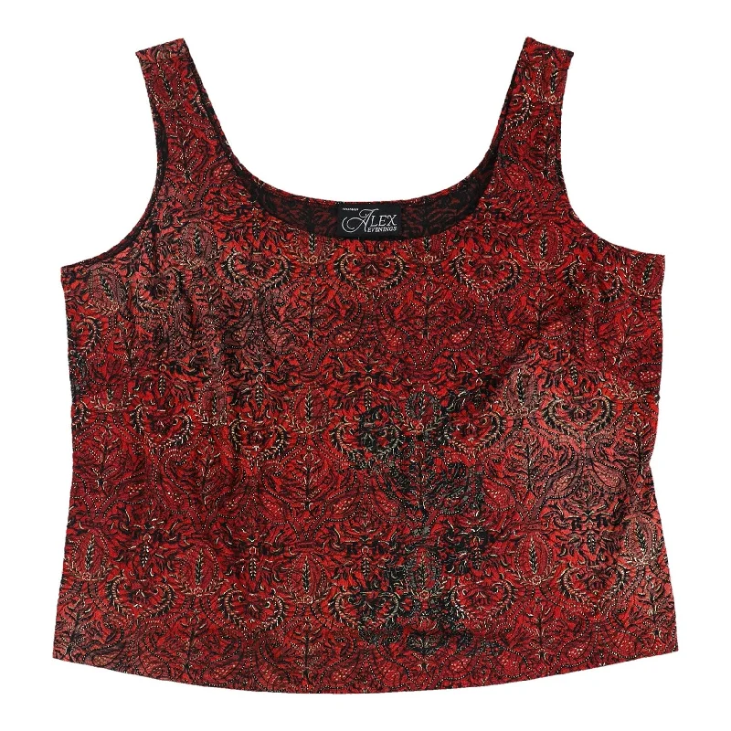 Alex Evenings Womens Paisley Metallic Tank Top, Red, 3X garde