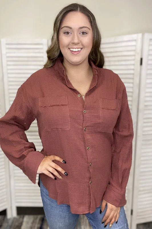 Simple Style Women's Cotton Button Down Long Sleeve Top Streetwear Style for 