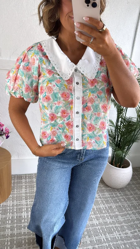 Lucy Floral Button Blouse, Multi European