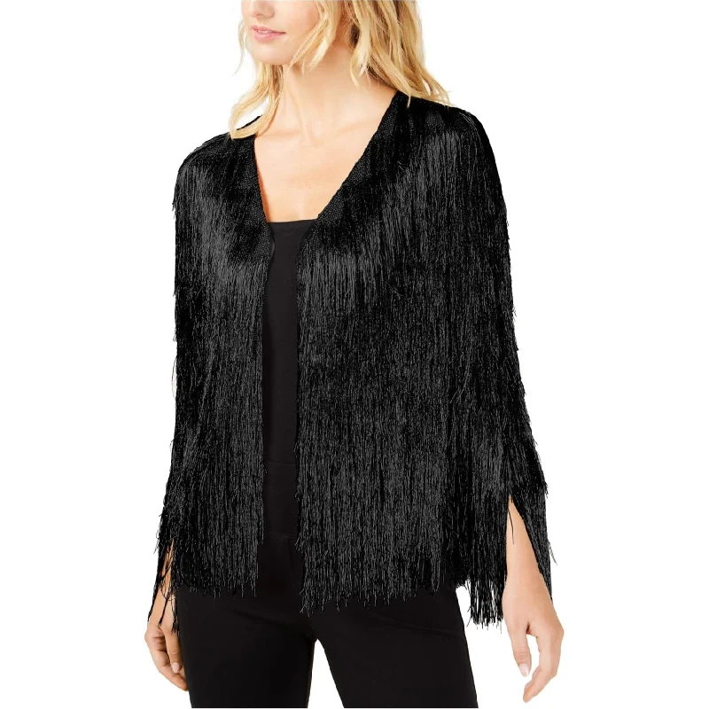Rachel Zoe Womens Metallic Fringe Cardigan Sweater, Black, Small Feminine Women's Soft Rachel Zoe Womens Metallic Fringe Cardigan Sweater, Black, Small Feminine Women's Soft