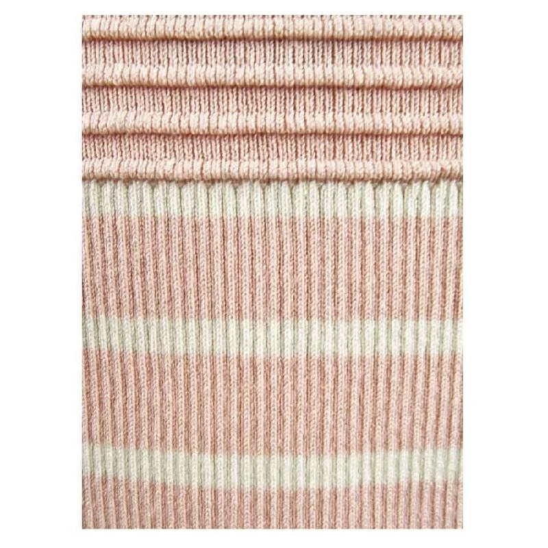 Lauren Ralph Lauren Women's Slim-Fit Stripe Button-Trim Sweater (M, Pink/Cream) Adventure
