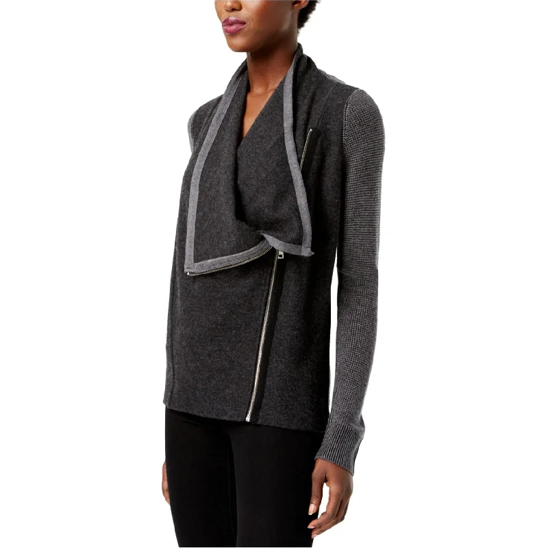 I-N-C Womens Waffled Cardigan Sweater, Grey, X-Large Sporty Women's Athleisure 