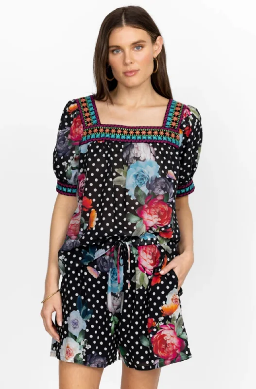 Polkalona Square Neck Park Blouse Edgy Women's Punk