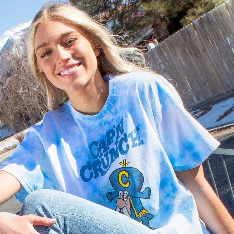 Cap'n Crunch Women's Shirt Vintage Retro Tie Dye Skimmer Crop Top Tee Shirt For Women Sporty Women's Tennis
