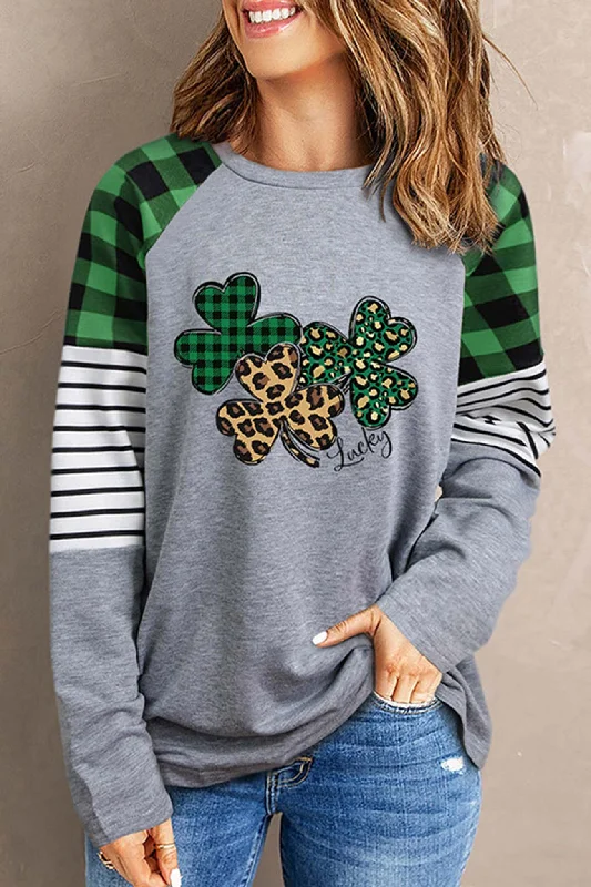 Clover Striped Patchwork Sweatshirt Street