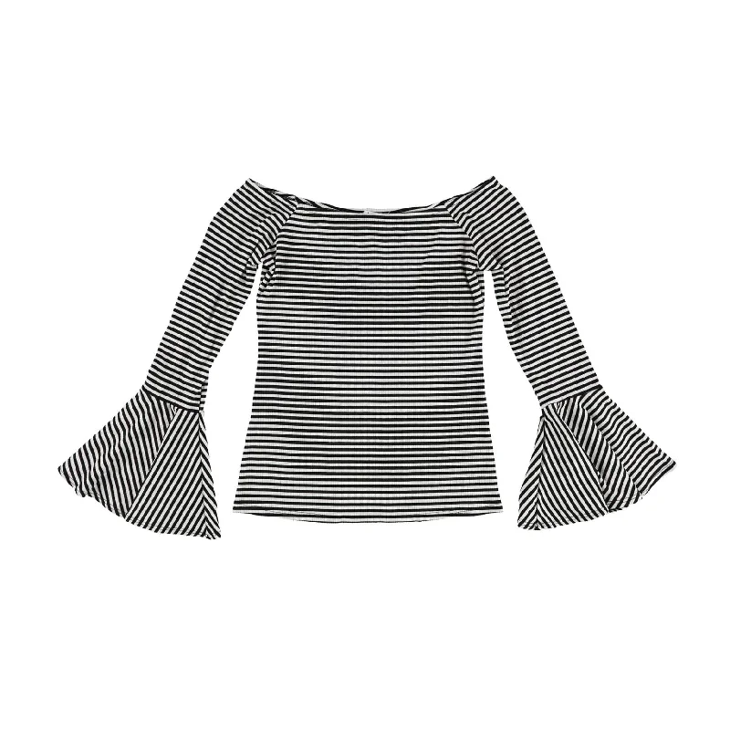 Bar Iii Womens Striped Off The Shoulder Blouse Contemporary 