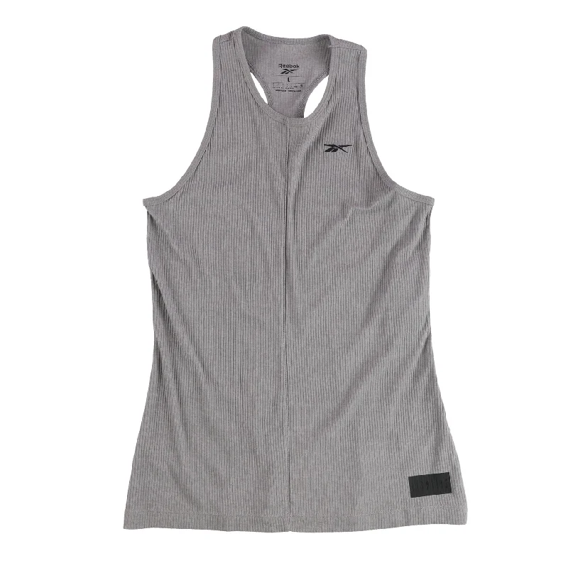 Reebok Womens Les Mills Ribbed Racerback Tank Top, Grey, Large Dynamic Women's High - energy