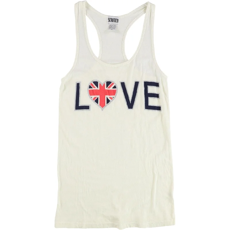 Scratch Womens Love Racerback Tank Top, Off-White, Medium Refined Women's 