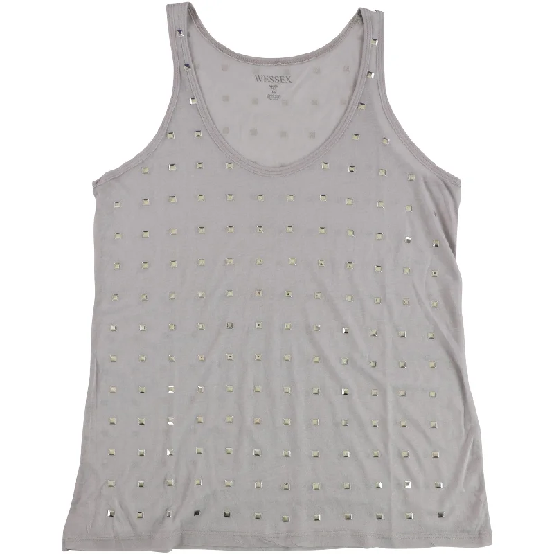 WESSEX Womens Embellished Tank Top, Grey, X-Small Hip Women's Urban