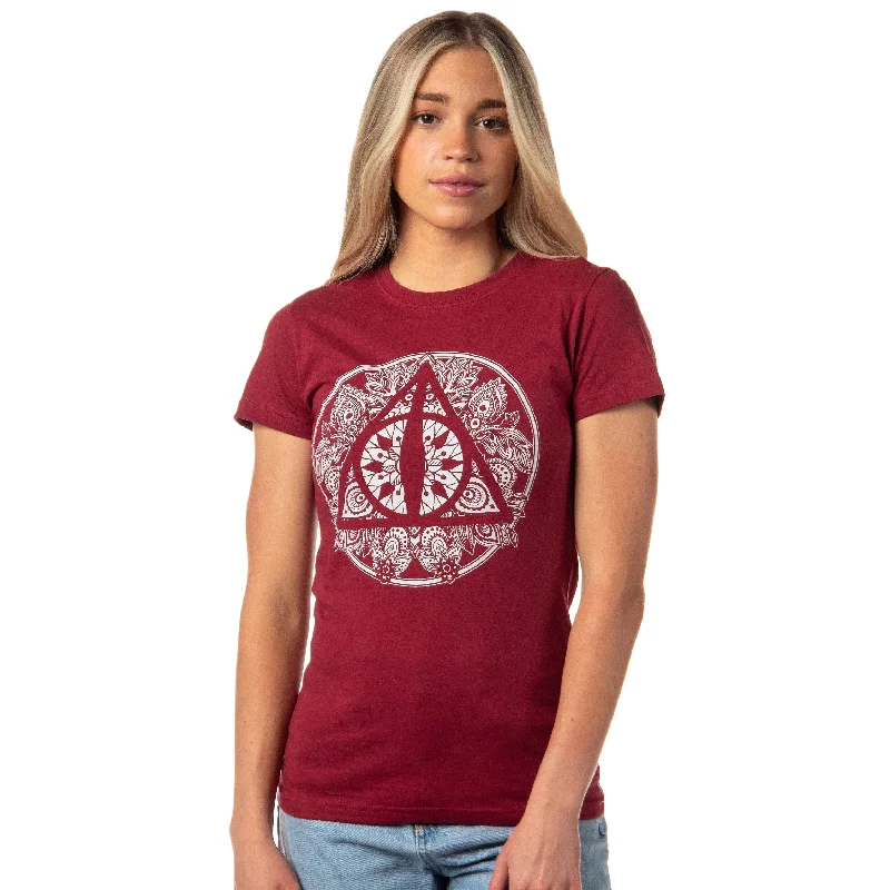 Harry Potter Womens' The Deathly Hallows Henna Design Graphic T-Shirt Women