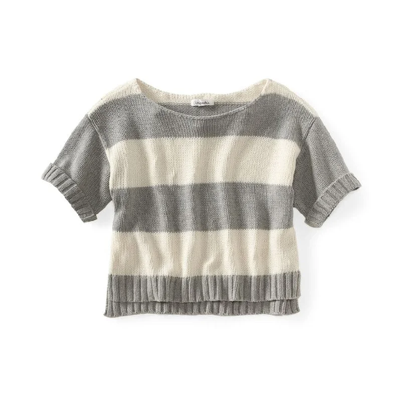 Aeropostale Womens Stripe Wide-Fit Cropped Knit Sweater Polished Women's Silk