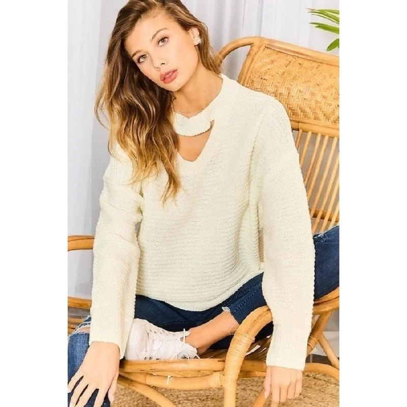 Chocker Neck Oversize Sweater Feminine Women's Style 