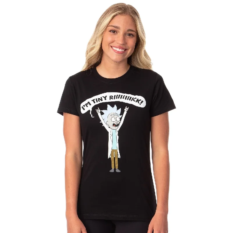 Rick and Morty Women's I'm Tiny Rick Comedy Character T-Shirt Dapper Women's Bow - adorned