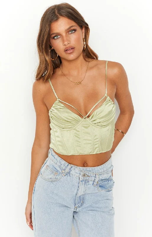 Jaid Green Corset Crop Top Sustainable Organic